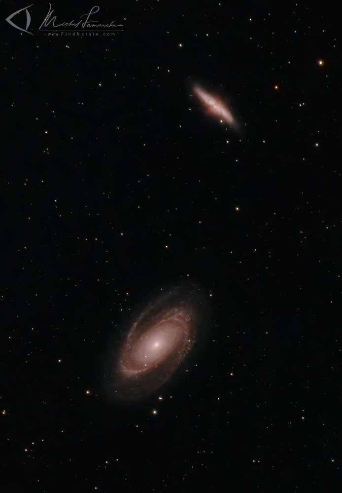 V2.0: M81 + M82: Bortle: 8, Moon: not rised, filter L-Pro, guiding Dec&RA, camera ASI2600MC-P, scope WO GT81 @386mm, 58 x 180s (2h54m) Lights, 20 Darks, 20 Flats, 20 dark flats, F4.7, gain 100, St-Bruno (Québec), 2021-05-29/30