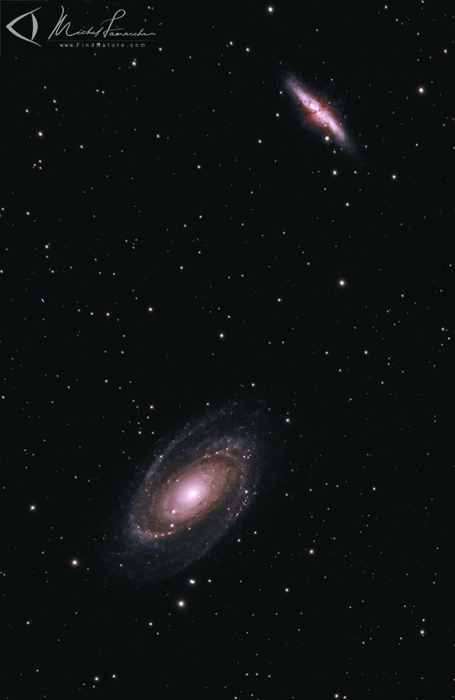 V3.0: M81 + M82: Bortle: 8, Moon: not rised, Drizzle x 2, filter L-Pro, mount CEM70, camera ASI2600MC-P, scope WO GT81 @386mm, 58+29 x 180s (4h21m) Lights, 20 Darks, 20 Flats, 20 dark flats, F4.7, gain 100, St-Bruno (Québec), 2021-05-29/30/31/1