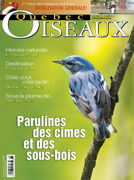 Photo de Michel Lamarche pour la couverture de Québec Oiseaux - printemps 2010